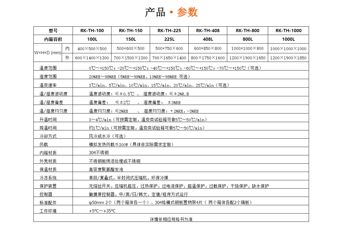 瑞凱雙85試驗(yàn)箱參數(shù)