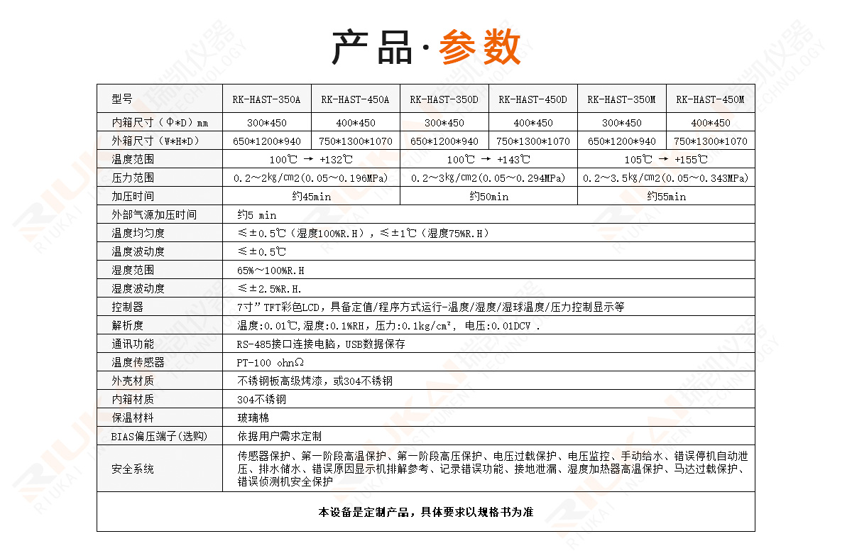 HAST高度加速壽命試驗(yàn)機(jī)參數(shù)-瑞凱儀器